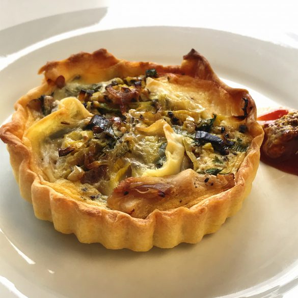 Chicken leek and brie tarts